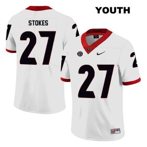 Youth Georgia Bulldogs NCAA #27 Eric Stokes Nike Stitched White Legend Authentic College Football Jersey DSF0054FS